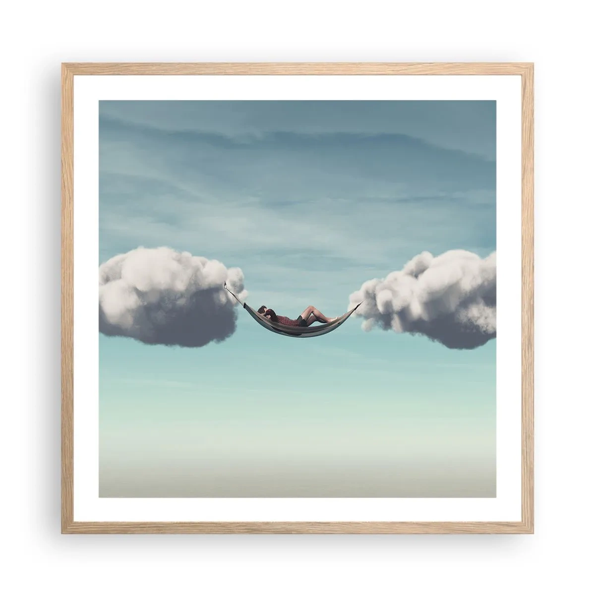 Affiche dans un chêne clair - Poster - Instant de bonheur - 60x60 cm