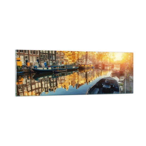 Impression sur verre - Image sur verre - Début de journée à Amsterdam - 90x30 cm