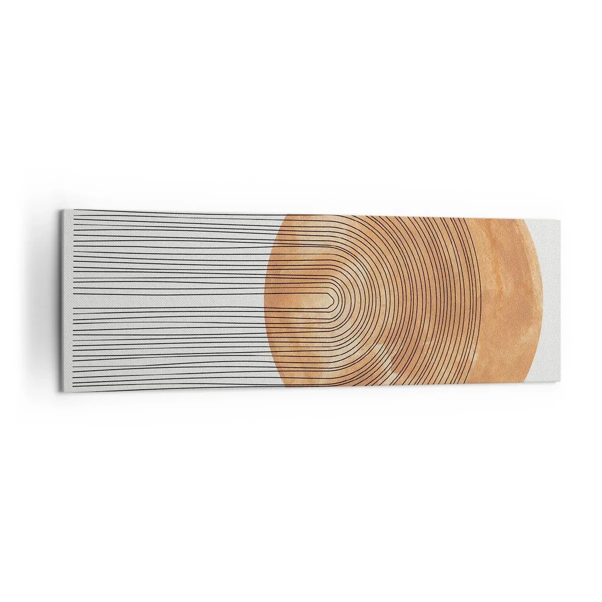 Impression sur toile - Image sur toile - Composition géométrique avec des cercles et des lignes aux couleurs chaudes. - 160x50cm - Composition solaire - Décoration murale moderne pour le salon et la chambre ARTTOR