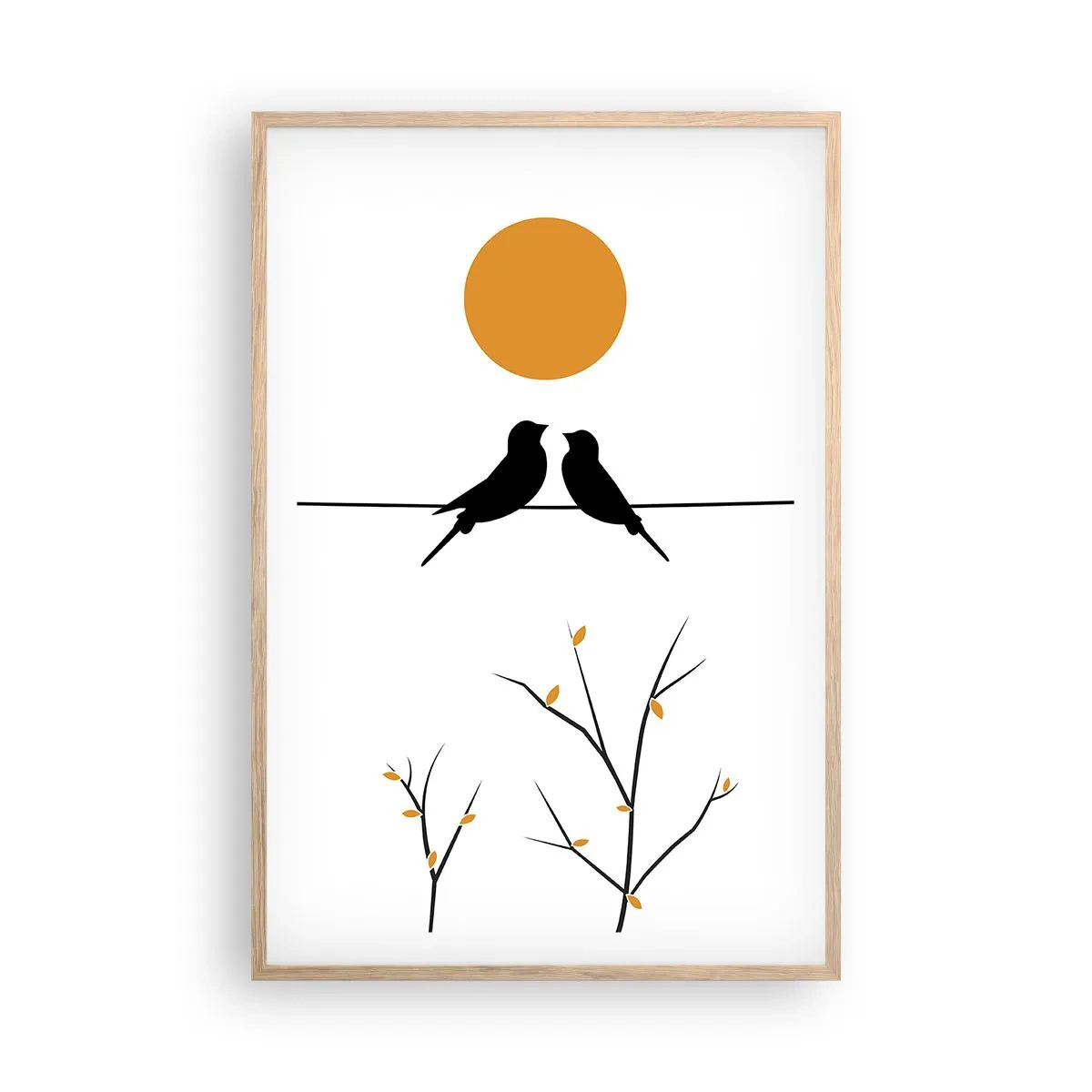 Affiche dans un chêne clair - Poster - Soirée pour rossignols - 61x91 cm