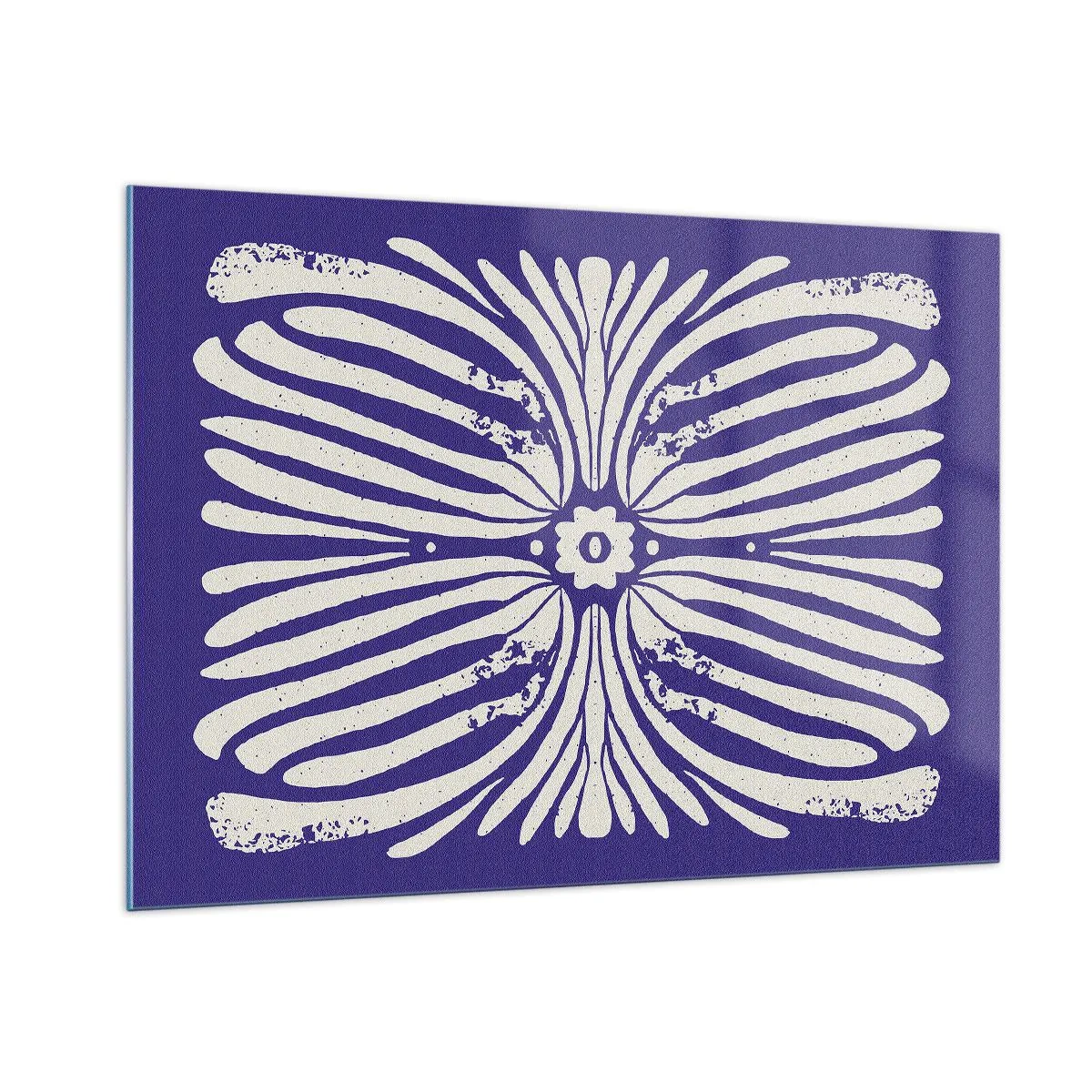 Impression sur verre - Image sur verre - Motif ethnique symétrique sur fond violet - 100x70cm - Inspirations ethniques - Décoration murale moderne pour le salon et la chambre ARTTOR