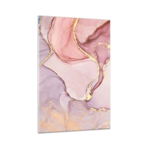 Impression sur verre - Image sur verre - Motifs abstraits délicats dans des tons de rose et d'or - 80x120cm - Caresse de couleurs - Décoration murale moderne pour le salon et la chambre ARTTOR