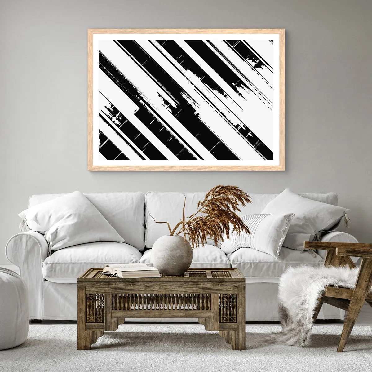 Affiche dans un chêne clair - Poster - Une composition intense et dynamique - 70x50 cm