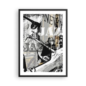 Affiche dans un cadre noir - Poster - Une composition artistique inspirée du jazz - 50x70cm - Au rythme de New York - Décoration murale moderne pour le salon et la chambre ARTTOR