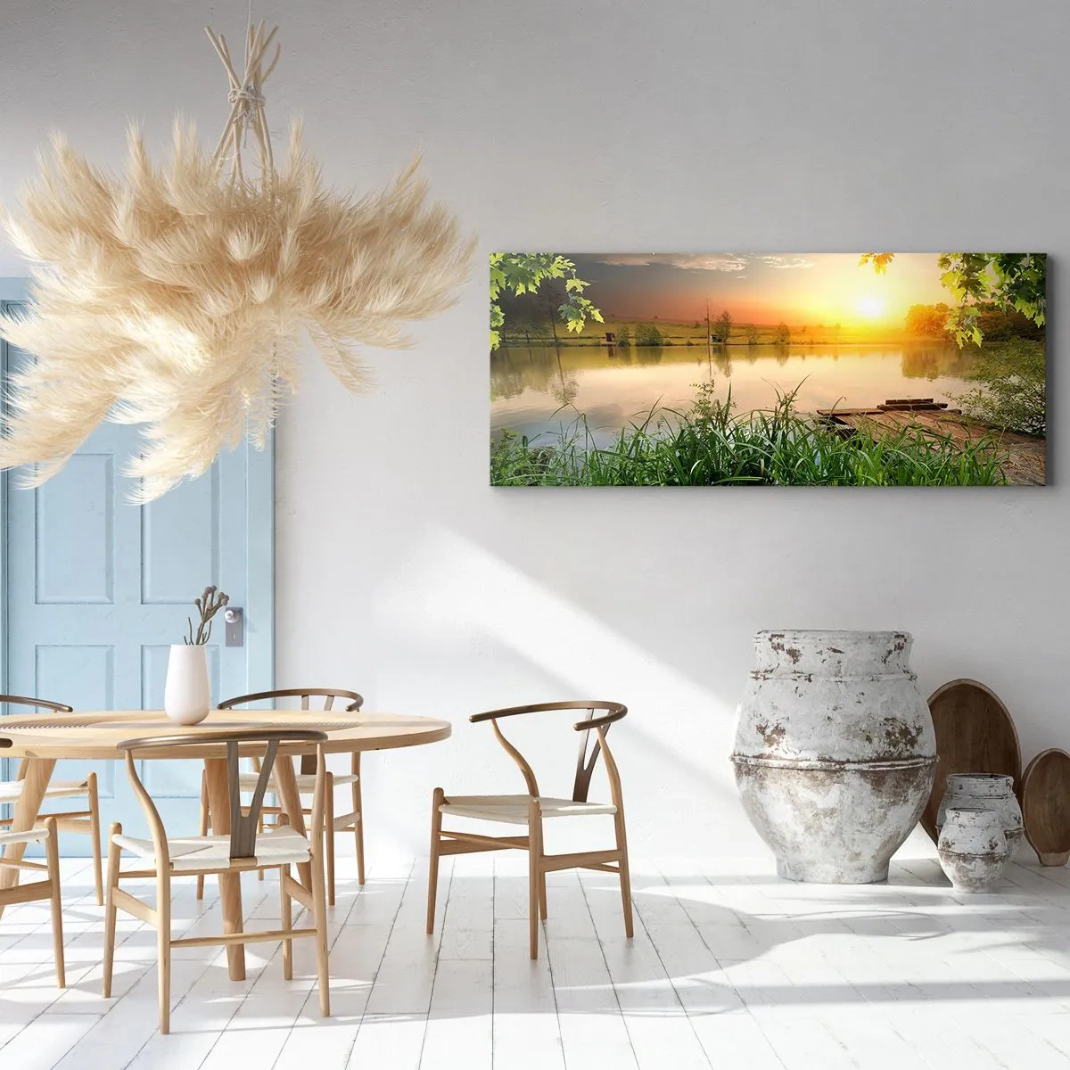 Impression sur toile - Image sur toile - Paysage dans un cadre verdoyant - 100x40 cm