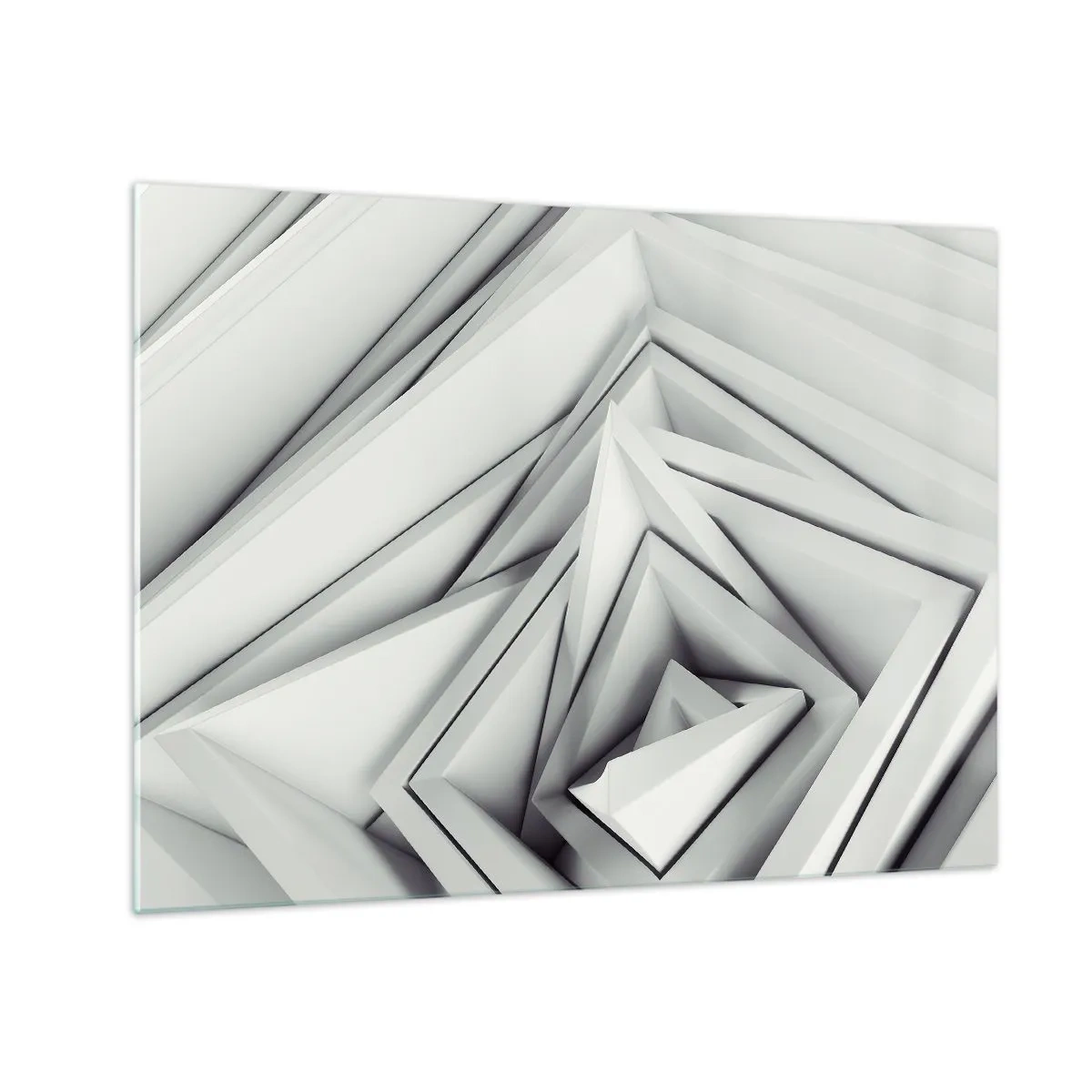 Impression sur verre - Image sur verre - Formes géométriques tridimensionnelles dans des tons de gris - 70x50cm - Bourgeon d’angles vifs - Décoration murale moderne pour le salon et la chambre ARTTOR