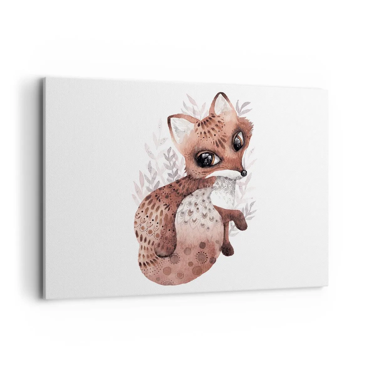 Impression sur toile - Image sur toile - Un joli renard aquarelle sur fond clair - 100x70cm - Seulement à aimer - Décoration murale moderne pour le salon et la chambre ARTTOR