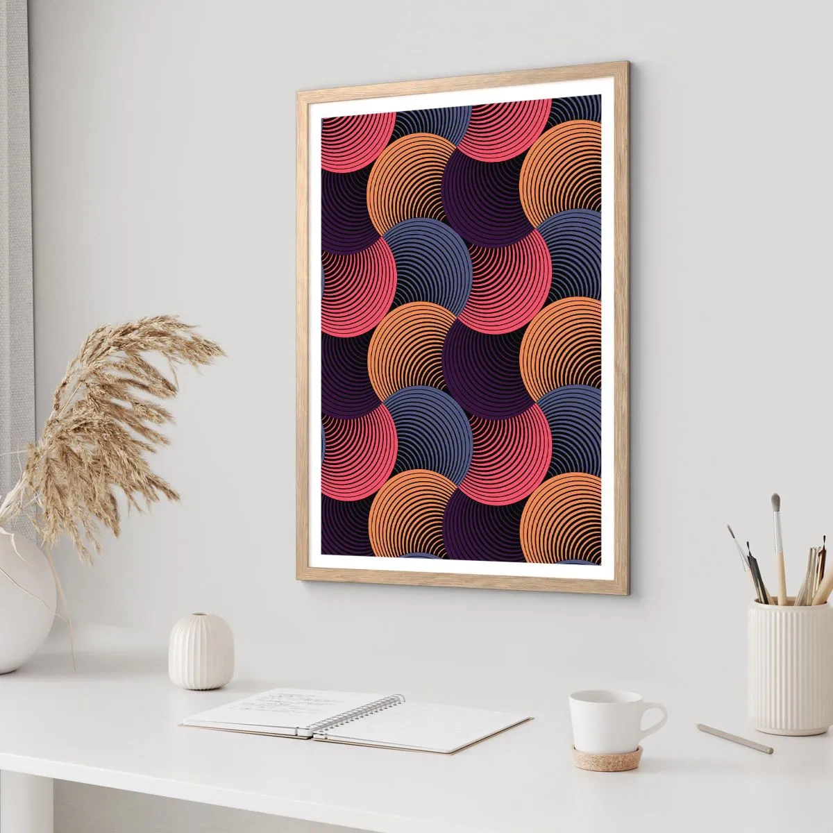 Affiche dans un chêne clair - Poster - Dans un rythme circulaire - 61x91 cm