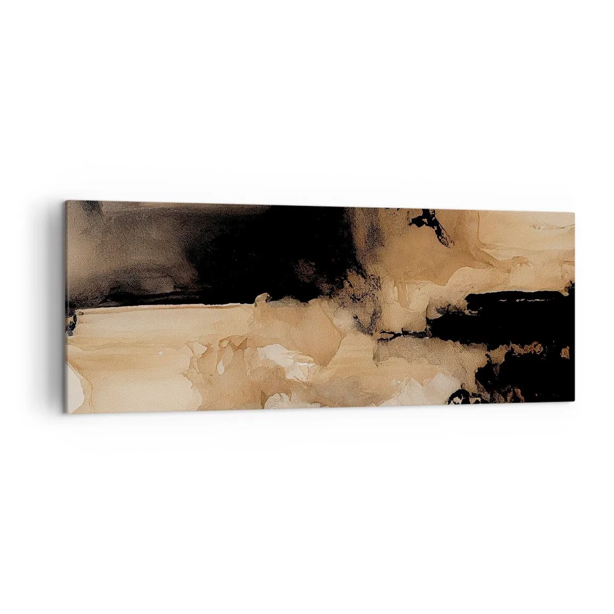 Impression sur toile - Image sur toile - Composition abstraite dans les tons de marron et de noir - 140x50cm - Une abstraction intrigante - Décoration murale moderne pour le salon et la chambre ARTTOR