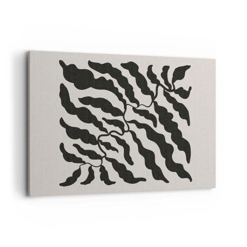 Impression sur toile - Image sur toile - Brindilles avec des feuilles noires sur fond clair - 120x80cm - La nature du carré - Décoration murale moderne pour le salon et la chambre ARTTOR