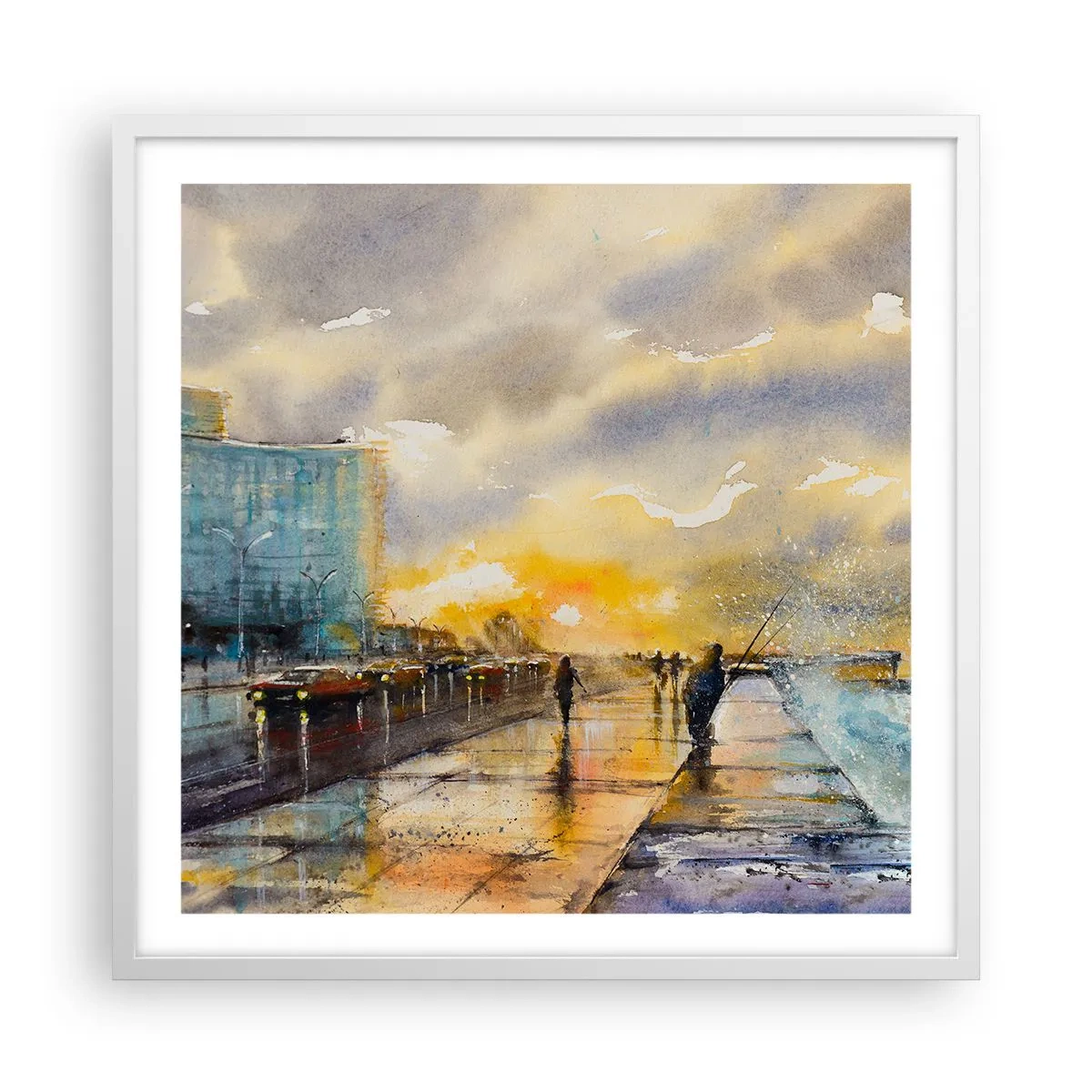 Affiche dans un cadre blanc - Poster - La vie sur le rivage - 60x60 cm