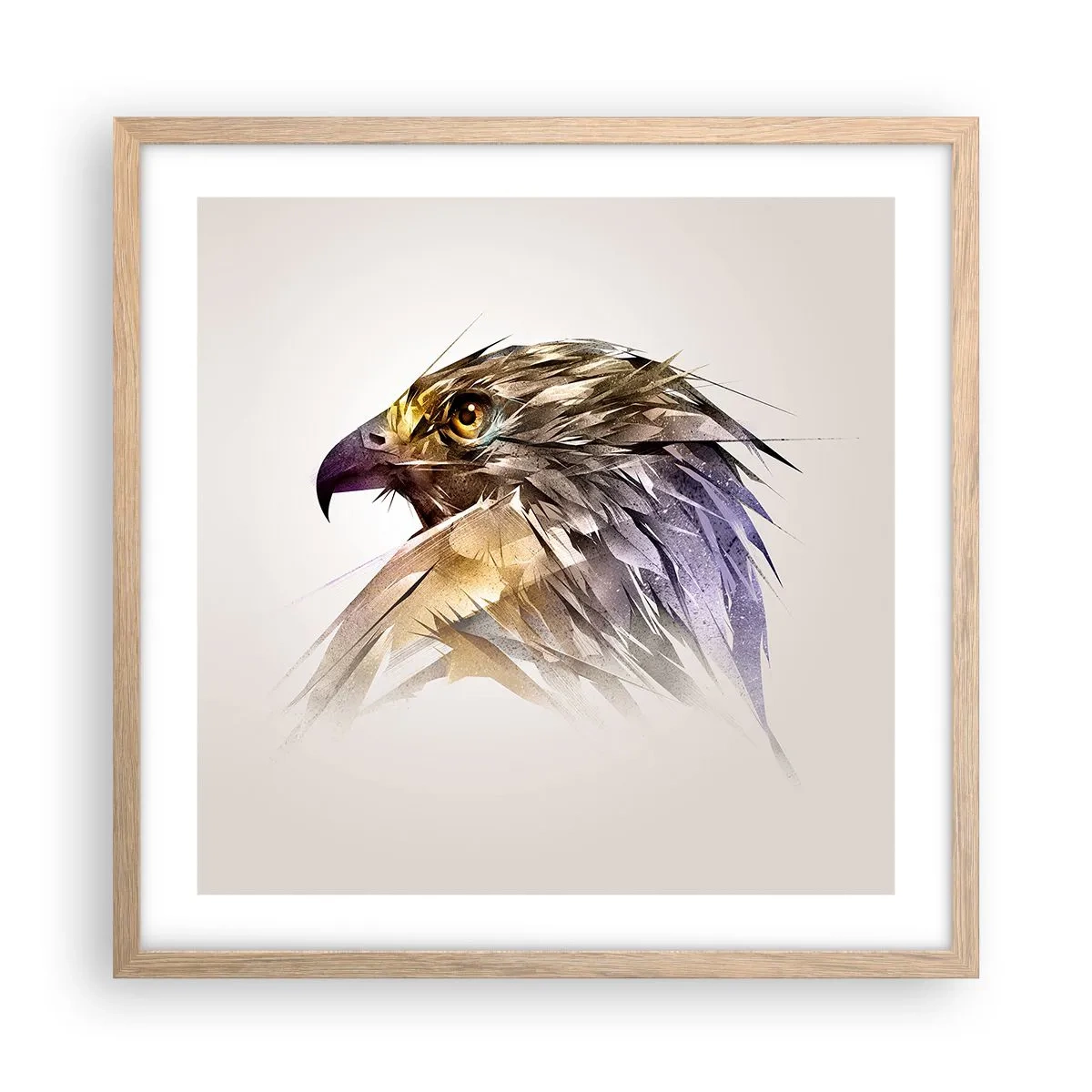 Affiche dans un chêne clair - Poster - Portrait d'un guerrier - 50x50 cm