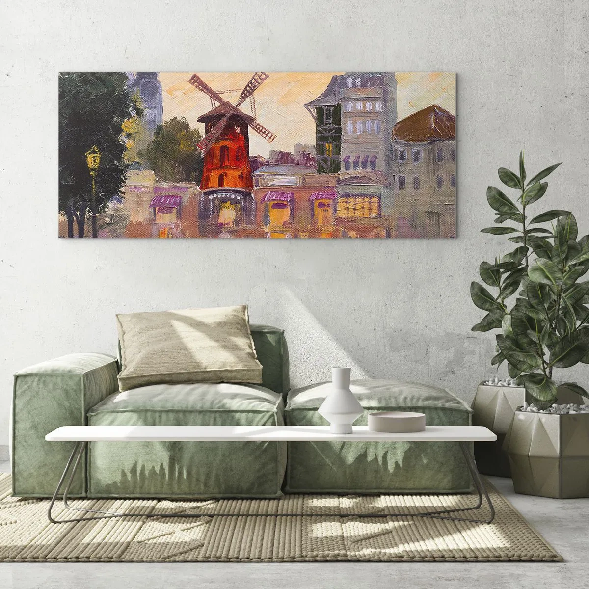 Impression sur verre - Image sur verre - Icones parisiennes – le Moulin rouge - 100x40 cm