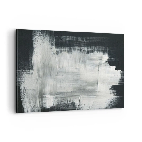Impression sur toile - Image sur toile - Traits abstraits blancs sur fond sombre - 100x70cm - Tissé à la verticale et à l'horizontale - Décoration murale moderne pour le salon et la chambre ARTTOR