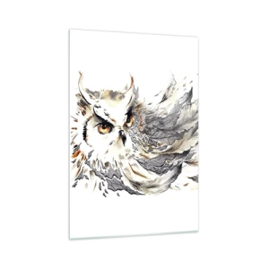 Impression sur verre - Image sur verre - Un hibou aux plumes mystiques sous forme d'aquarelle artistique - 70x100cm - Elle vient du monde de la magie - Décoration murale moderne pour le salon et la chambre ARTTOR