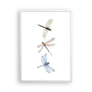 Affiche dans un cadre blanc - Poster - Libellules en apesanteur - 50x70 cm