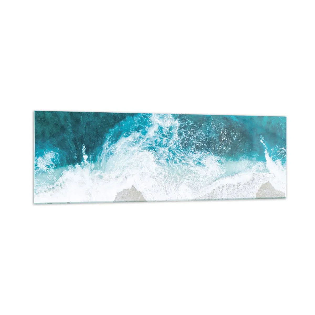 Impression sur verre - Image sur verre - Vagues turquoise de l'océan sur du sable clair - 160x50cm - Caresse naturelle - Décoration murale moderne pour le salon et la chambre ARTTOR