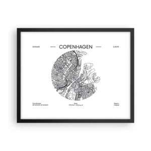 Affiche dans un cadre noir - Poster - Anatomie de Copenhague - 50x40 cm