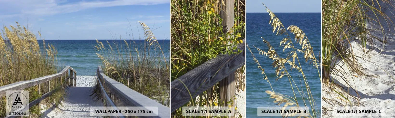 Échantillon De Papier Peint Standard Eco - Au soleil, sous le vent - Paysage, Dune de mer, Mer - 100x30 cm