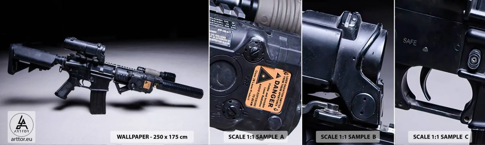 Échantillon De Papier Peint Standard Eco - Chevalier ténébreux - Militaire, Fusil, Arme - 100x30 cm