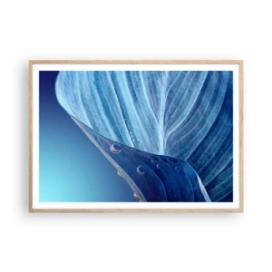 Affiche dans un chêne clair - Poster - Gouttes cachées du bleu - 100x70 cm