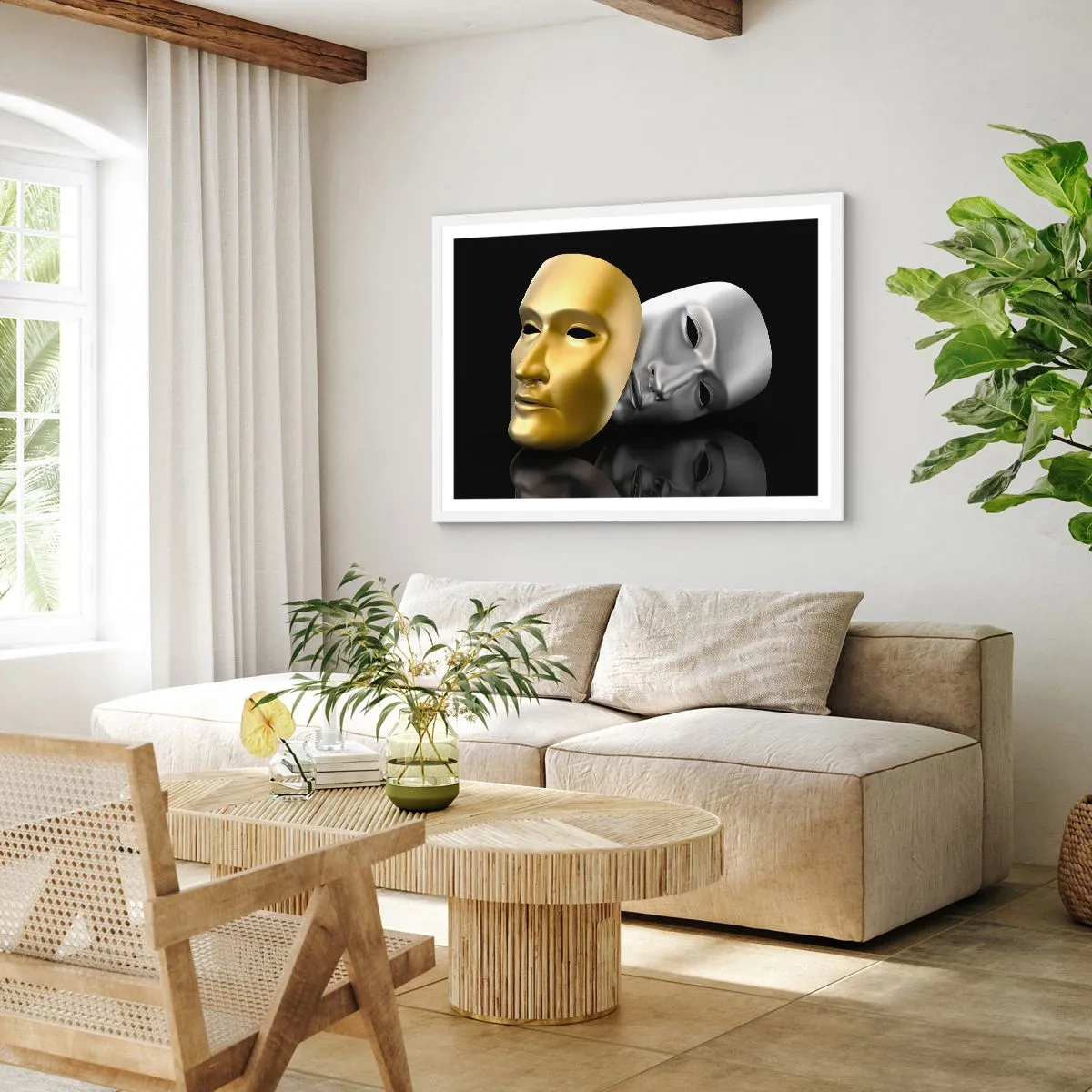 Affiche dans un cadre blanc - Poster - La vie est un théâtre - 70x50 cm