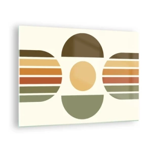 Impression sur verre - Image sur verre - Conception géométrique abstraite avec des tons terreux et des formes audacieuses - 70x50cm - Dans les coulaurs de la terre - Décoration murale moderne pour le salon et la chambre ARTTOR