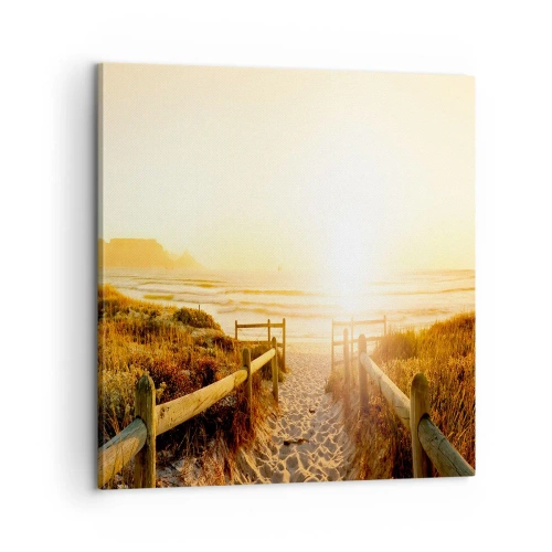 Impression sur toile - Image sur toile - A travers la dune, vers le soleil - 60x60 cm