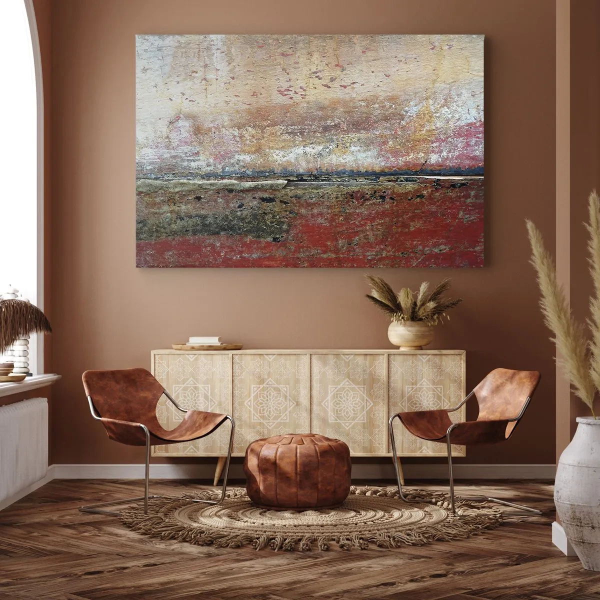 Impression sur toile - Image sur toile - Une composition abstraite inspirée de la mer et de la nature. - 70x50cm - C'est peut-être la mer - Décoration murale moderne pour le salon et la chambre ARTTOR