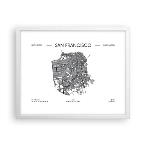 Affiche dans un cadre blanc - Poster - Anatomie de San Fransisco - 50x40 cm