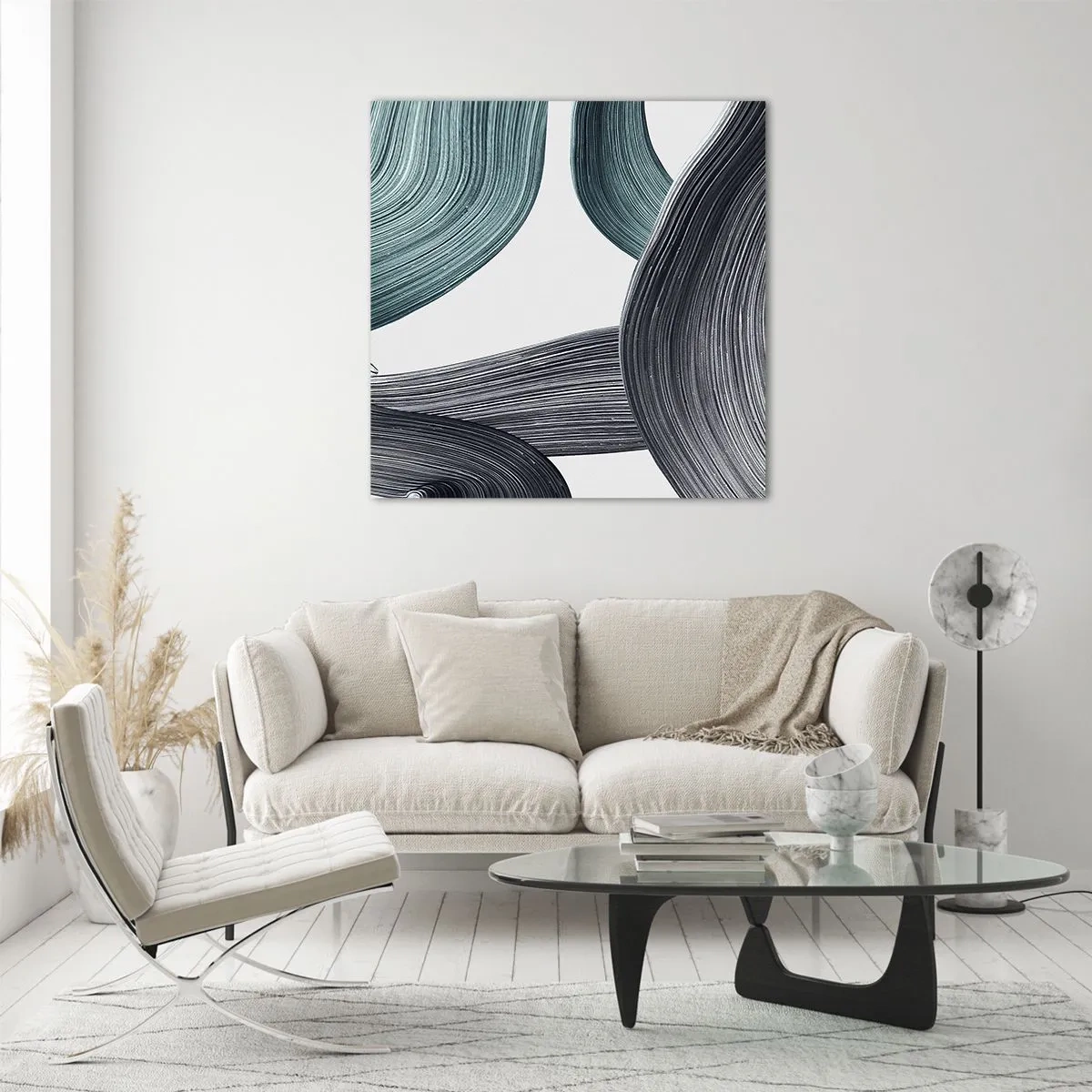 Impression sur verre - Image sur verre - Sentiers émeraude et noirs - 50x50 cm