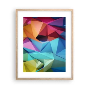 Affiche dans un chêne clair - Poster - Origami arc-en-ciel - 40x50 cm