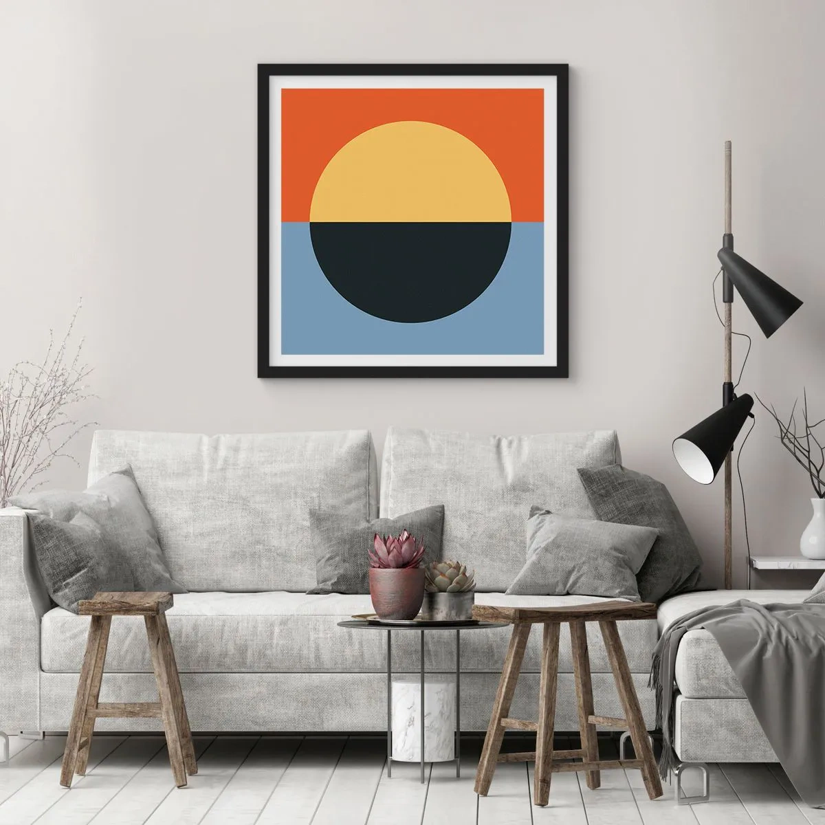 Affiche dans un cadre noir - Poster - Composition de chaleur et de fraîcheur - 30x30 cm