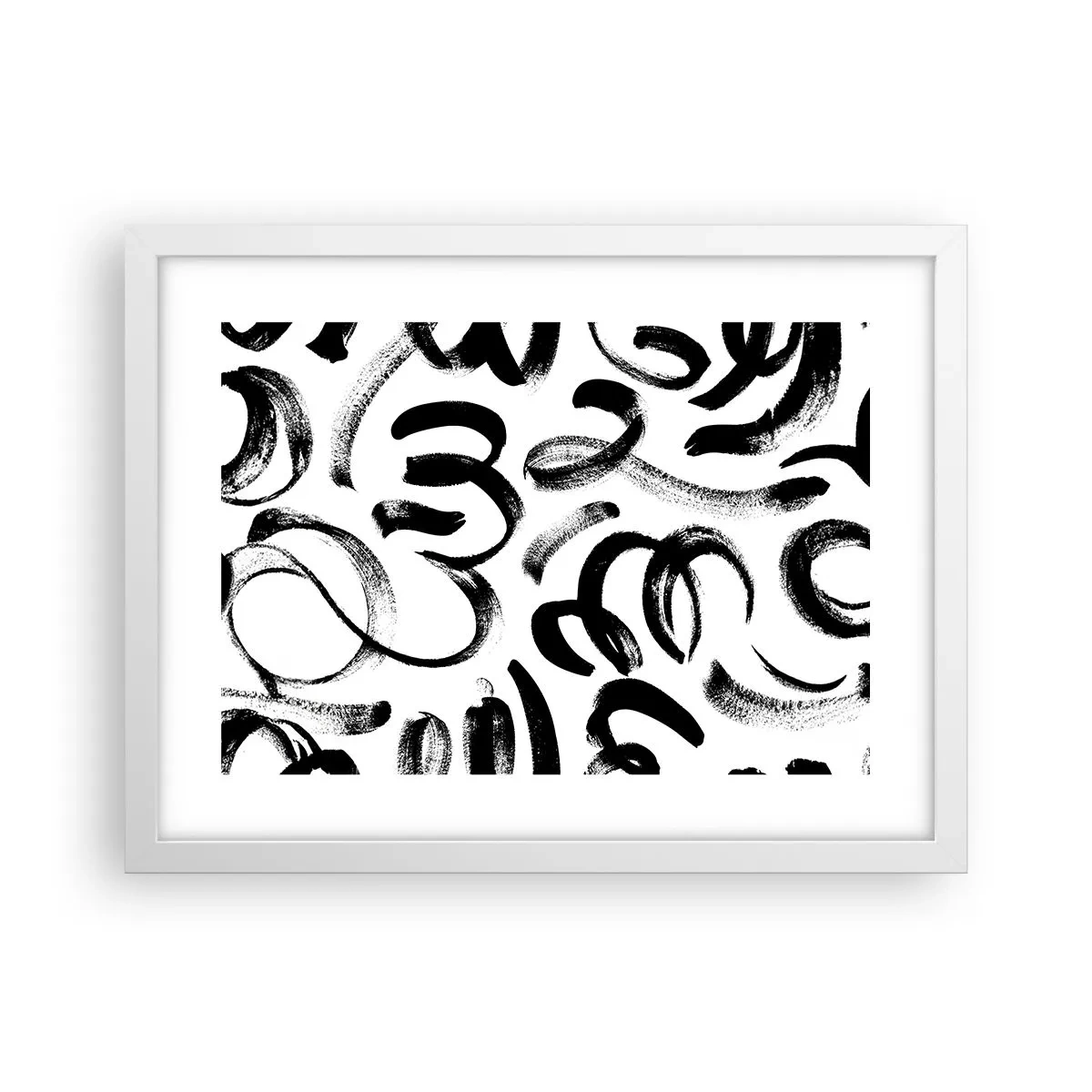 Affiche dans un cadre blanc - Poster - Noir sur blanc - 40x30 cm
