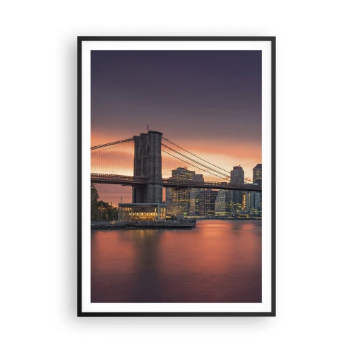 Affiche dans un cadre noir - Poster - Immergé dans le silence lilas - 70x100 cm