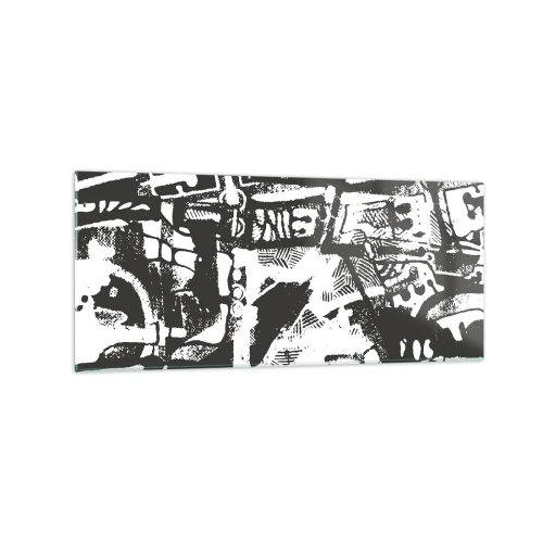 Impression sur verre - Image sur verre - Motif rétro monochrome abstrait - 120x50cm - Ordre ou chaos? - Décoration murale moderne pour le salon et la chambre ARTTOR