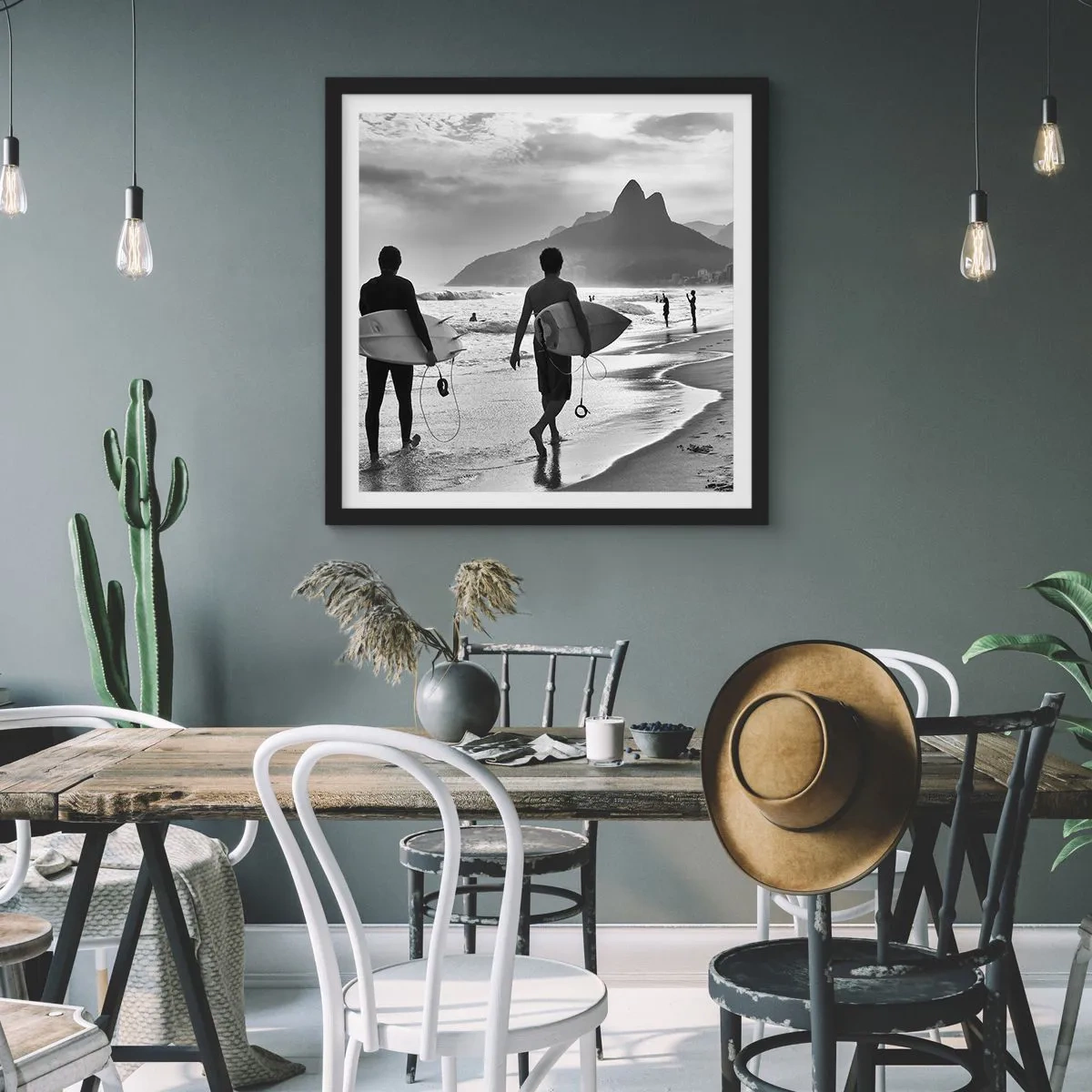 Affiche dans un cadre noir - Poster - Samba sur une vague - 30x30 cm