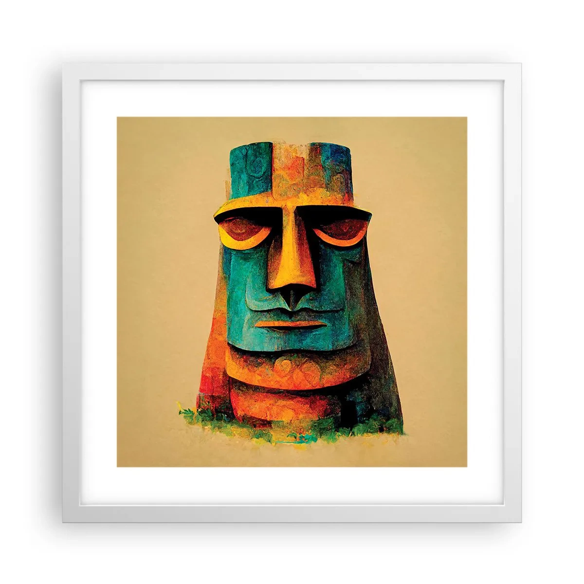 Affiche dans un cadre blanc - Poster - Statuesque et sympathique - 40x40 cm