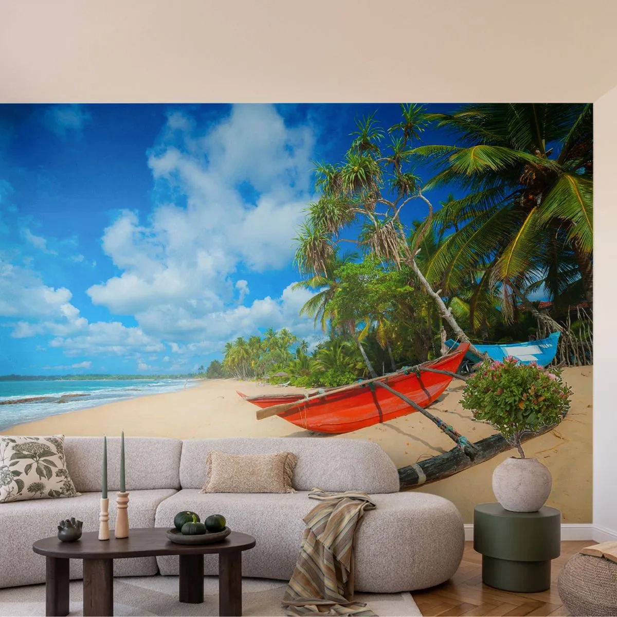 Papier Peint Autocollant Deluxe Sticker - Le charme des tropiques - Paysage, Océan, Plage Exotique - 250x175 cm