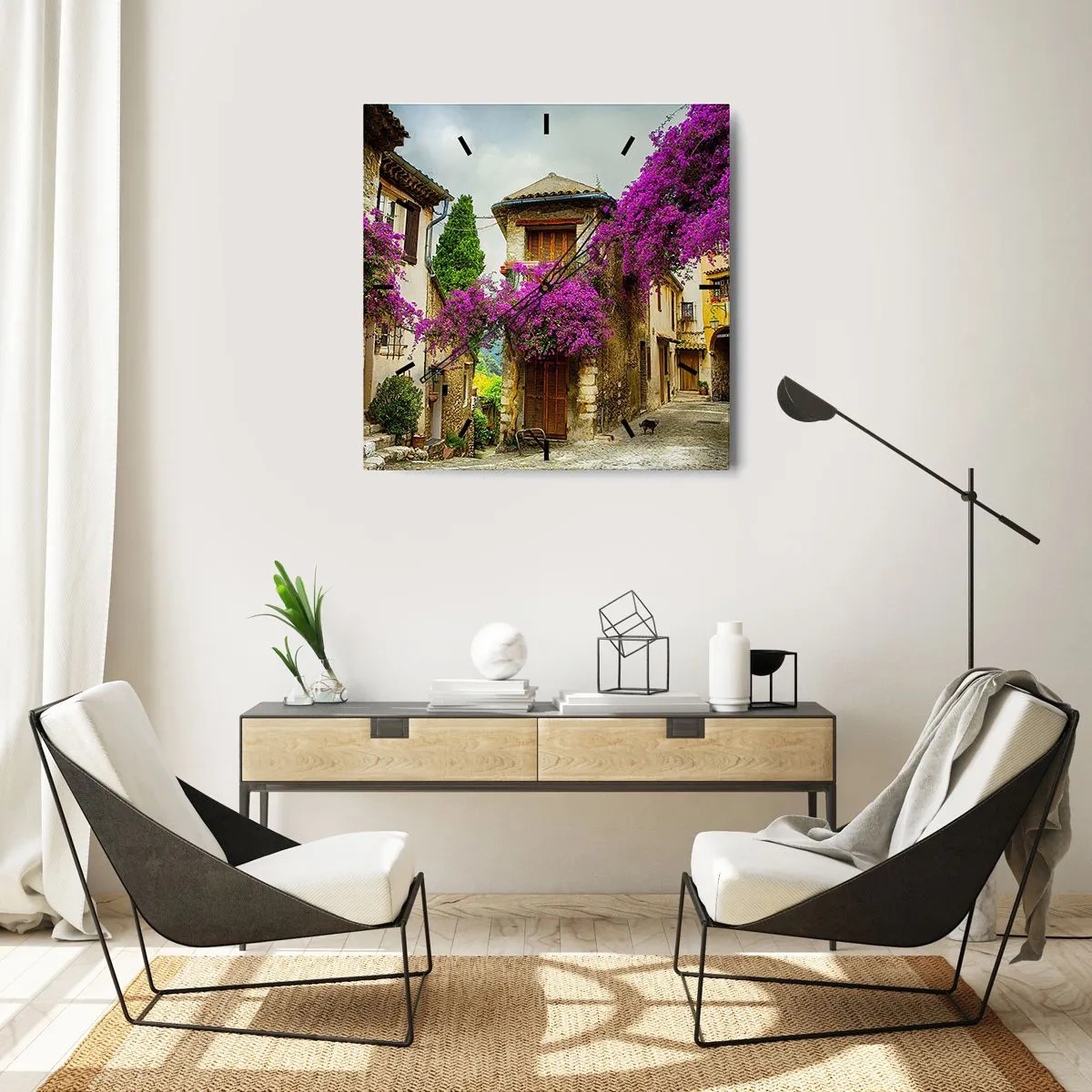 Horloge murale - Pendule murale - Sous un dais fleuri - 40x40 cm