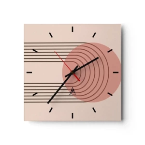 Horloge murale - Pendule murale - Motif abstrait avec cercle et lignes roses - 30x30cm - Attraction irrésistible - Décoration murale moderne pour le salon et la chambre ARTTOR