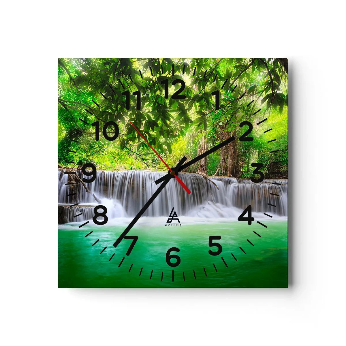 Horloge murale - Pendule murale - Une cascade de vert - 30x30 cm