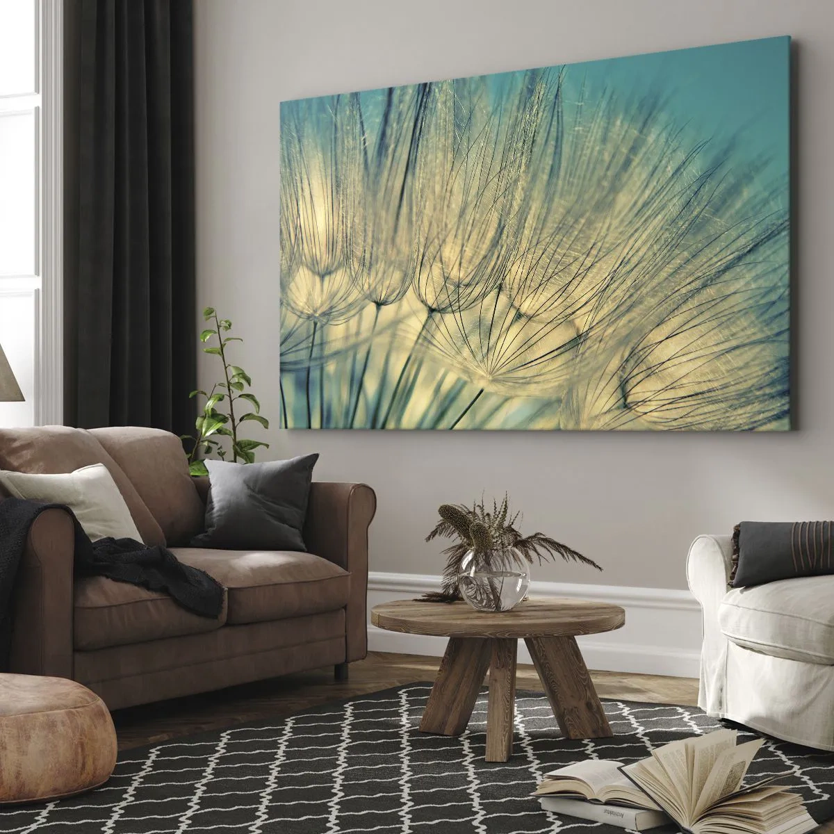 Impression sur toile - Image sur toile - Macrophotographie de pissenlits en plein jour - 70x50cm - En attente du vent - Décoration murale moderne pour le salon et la chambre ARTTOR