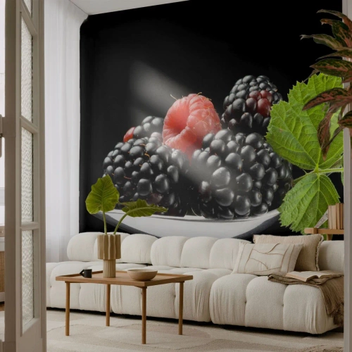 Papier Peint Photo Standard Eco - Le goût de la fraîcheur - Fruit, Mûre, Framboise - 200x140 cm