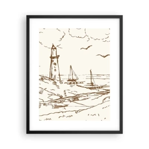 Affiche dans un cadre noir - Poster - Esquisse de souvenirs d'été - 40x50 cm