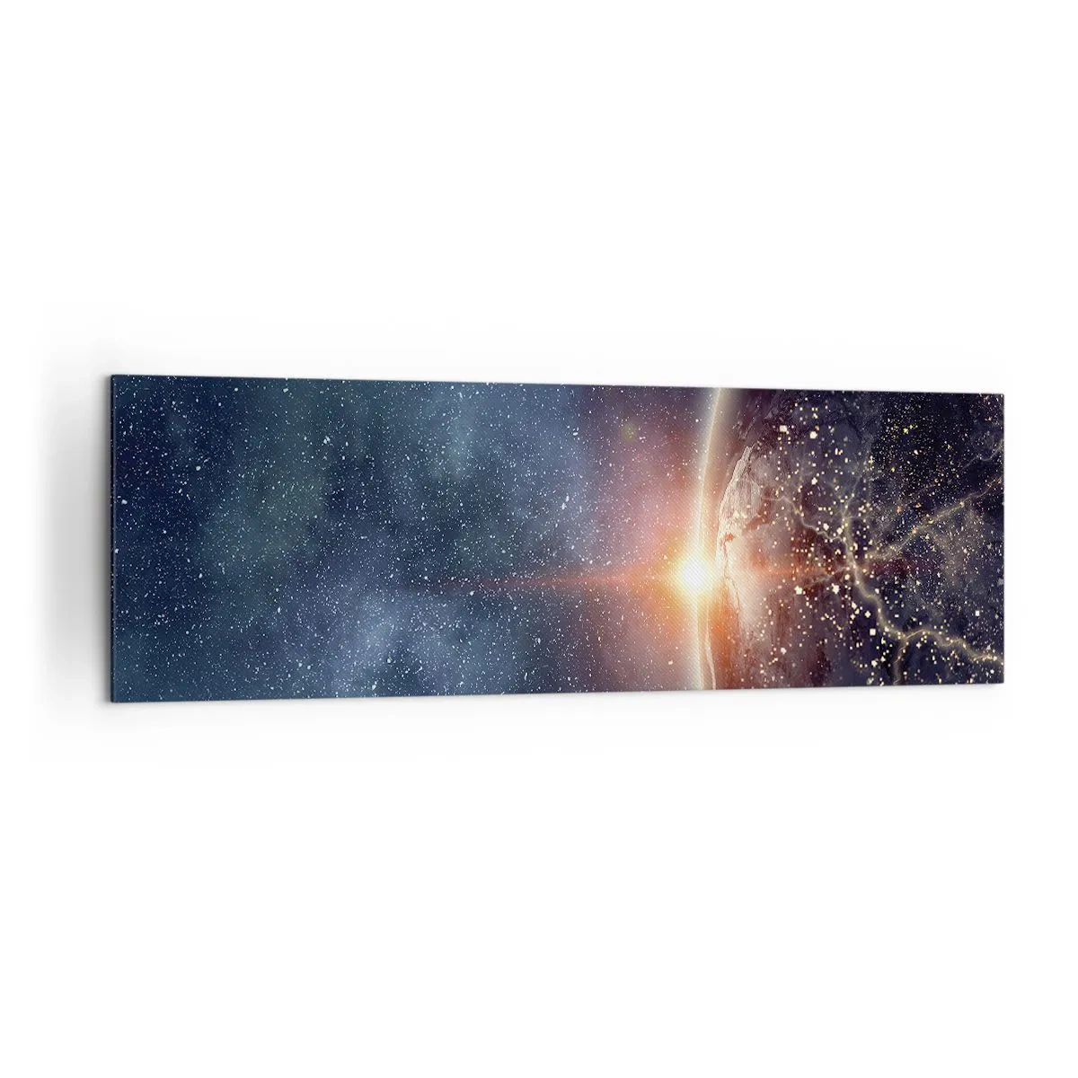 Impression sur toile - Image sur toile - La Terre vue de l'espace avec le soleil levant - 160x50cm - Dans une nouvelle perspective - Décoration murale moderne pour le salon et la chambre ARTTOR