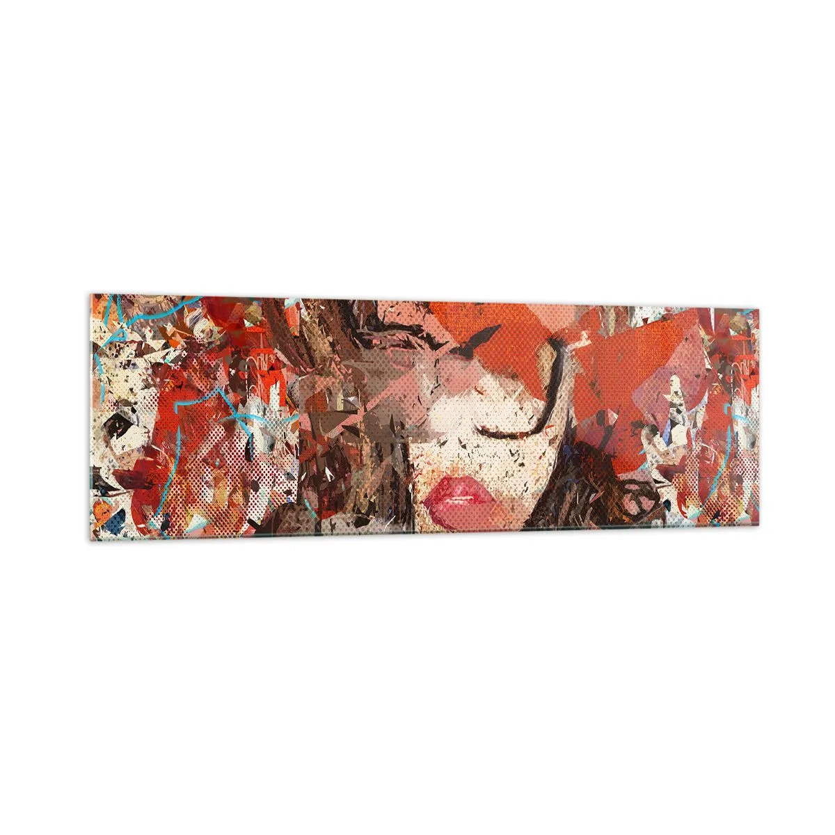 Impression sur verre - Image sur verre - Portrait abstrait d'une femme aux couleurs intenses - 160x50cm - Personne ne sait ce que tu es vraiment - Décoration murale moderne pour le salon et la chambre ARTTOR