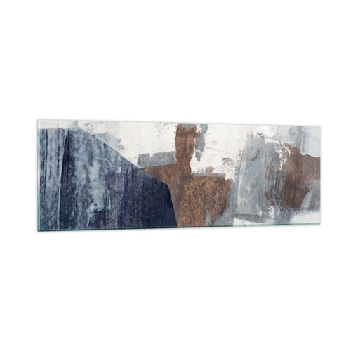 Impression sur verre - Image sur verre - Formes bleues et brunes - 90x30 cm