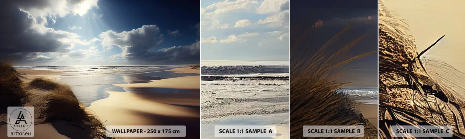 Échantillon De Papier Peint Standard Eco - Plage, plage sauvage - Plage, Mer, Dunes - 100x30 cm