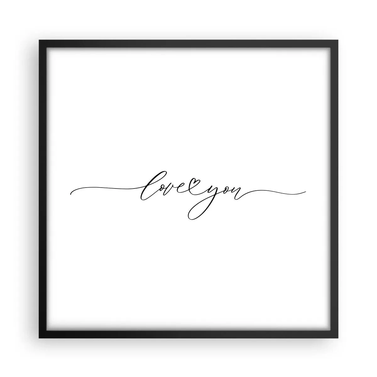 Affiche dans un cadre noir - Poster - Noir sur blanc - 50x50 cm